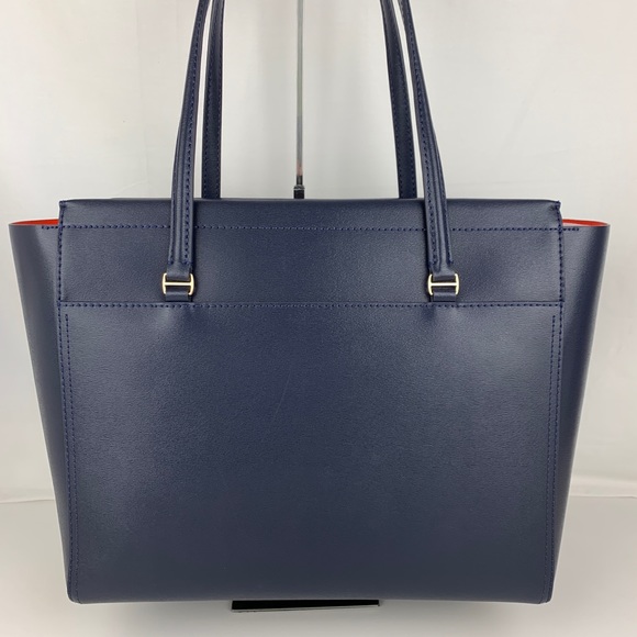 New Tory Burch Parker Navy Leather Tote 37169 - Picture 2 of 8